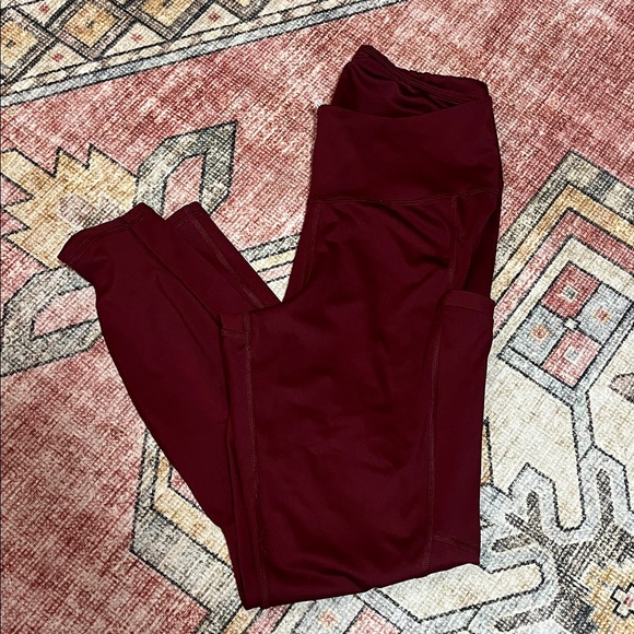 Fabletics Pants - Fabletics Burgundy Active Leggings